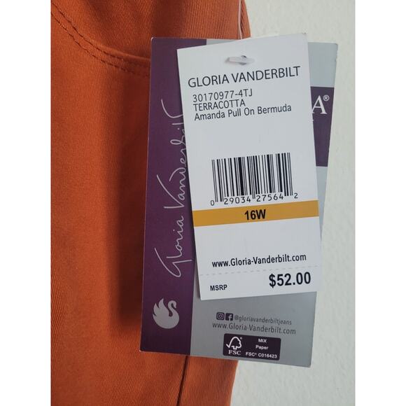 Gloria Vanderbilt Amanda Pullon Capri Bermuda Pants Terracotta 16w‎ - Picture 7 of 8
